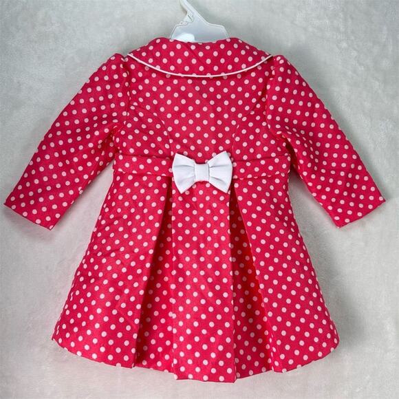 BONNIE BABY‎ Infant Girls Dressy Pink Polka Dot Jacket & Dress Set Formal 12M - Picture 14 of 16